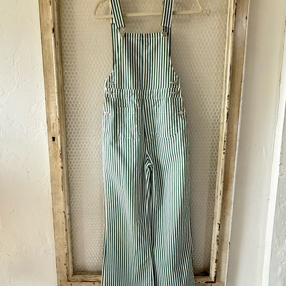 ROLLA'S Green and White Striped Women's Overalls